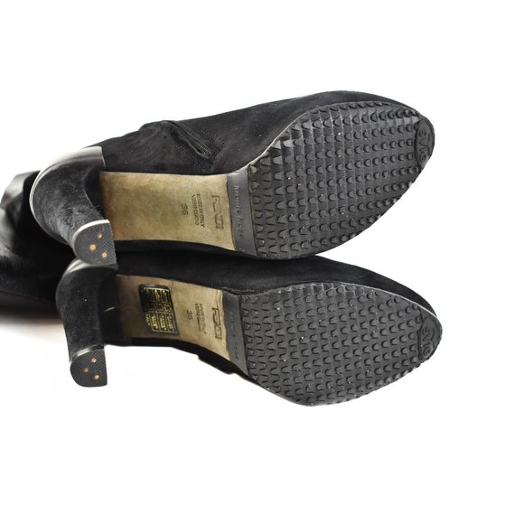 FENDI: Black, Suede Over The Knee Boots - Picture 8 of 9